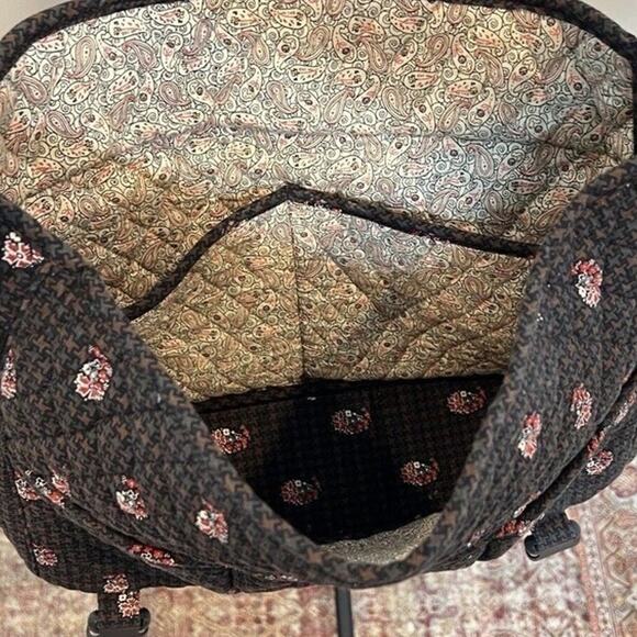 Vera Bradley Messenger Shoulder Bag Quilted Brown Floral Paisley Crossbody - Picture 3 of 9